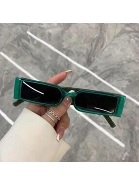 Green Y2K rectangular sunglasses